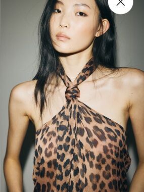 H&M | Leopard Halter Chiffon Top Sz M
